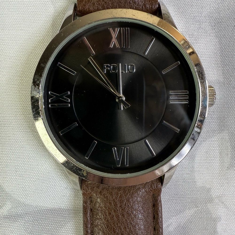 Men's Black and Brown Watch